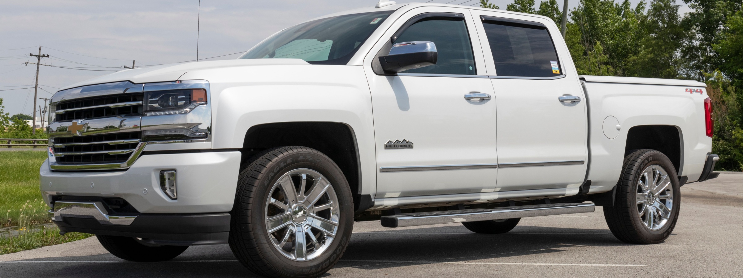 A white Chevrolet Silverado parked