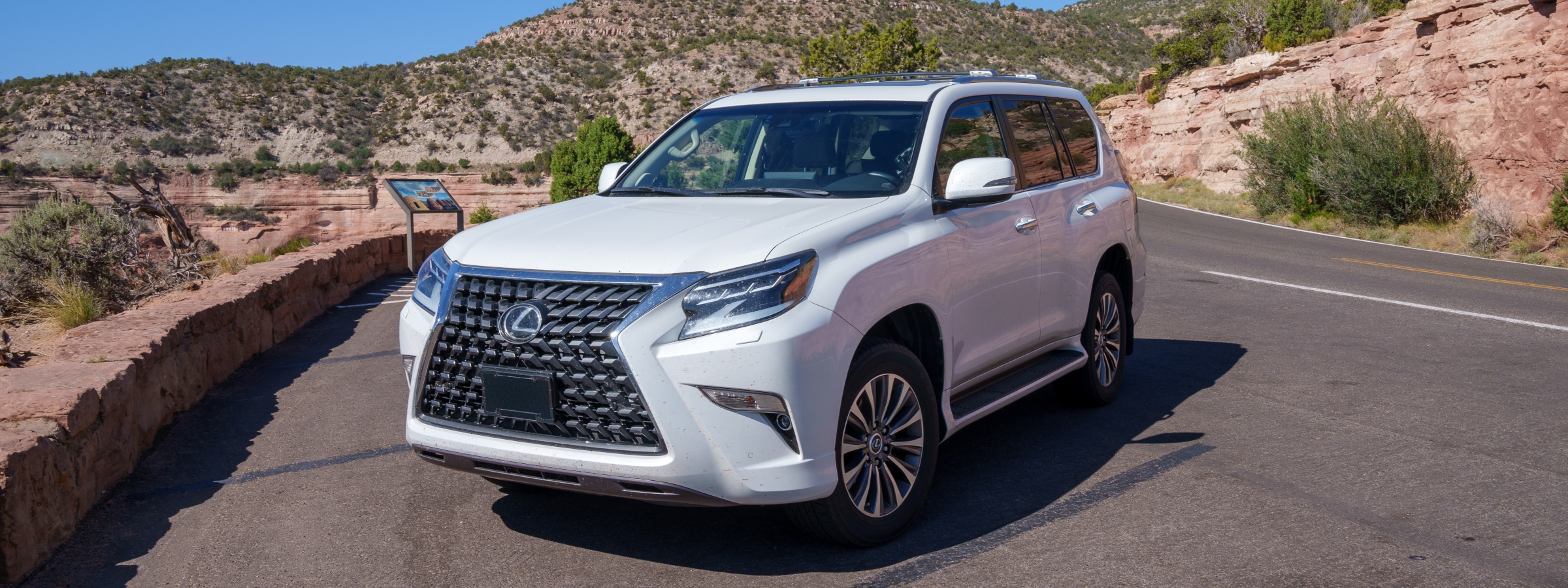 A comfortable Lexus SUV at a scenic turnout.