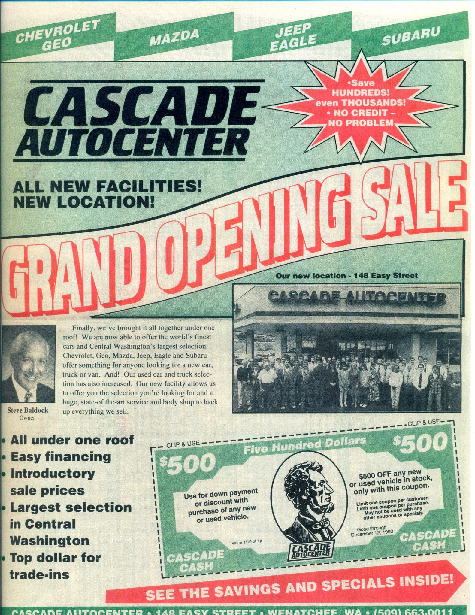 Cascade AutoCenter opening flyer