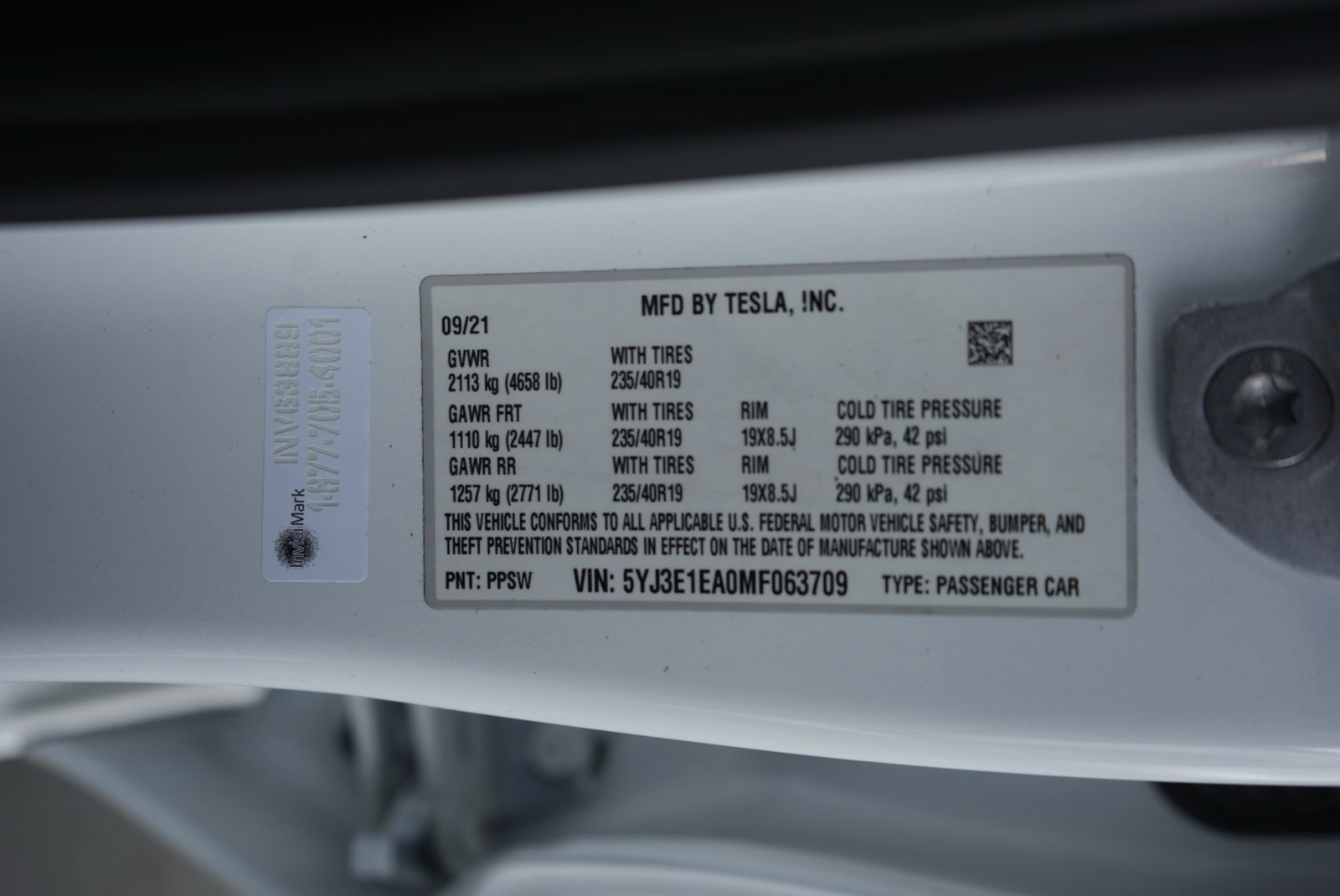 Sold 2021 Tesla Model 3 Standard Range Plus in Santa Ana