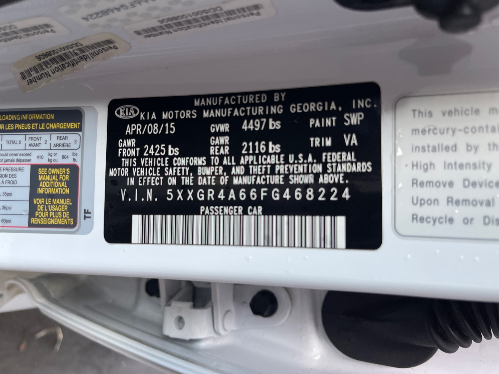 Sold 2015 Kia Optima SXL Turbo in Montclair
