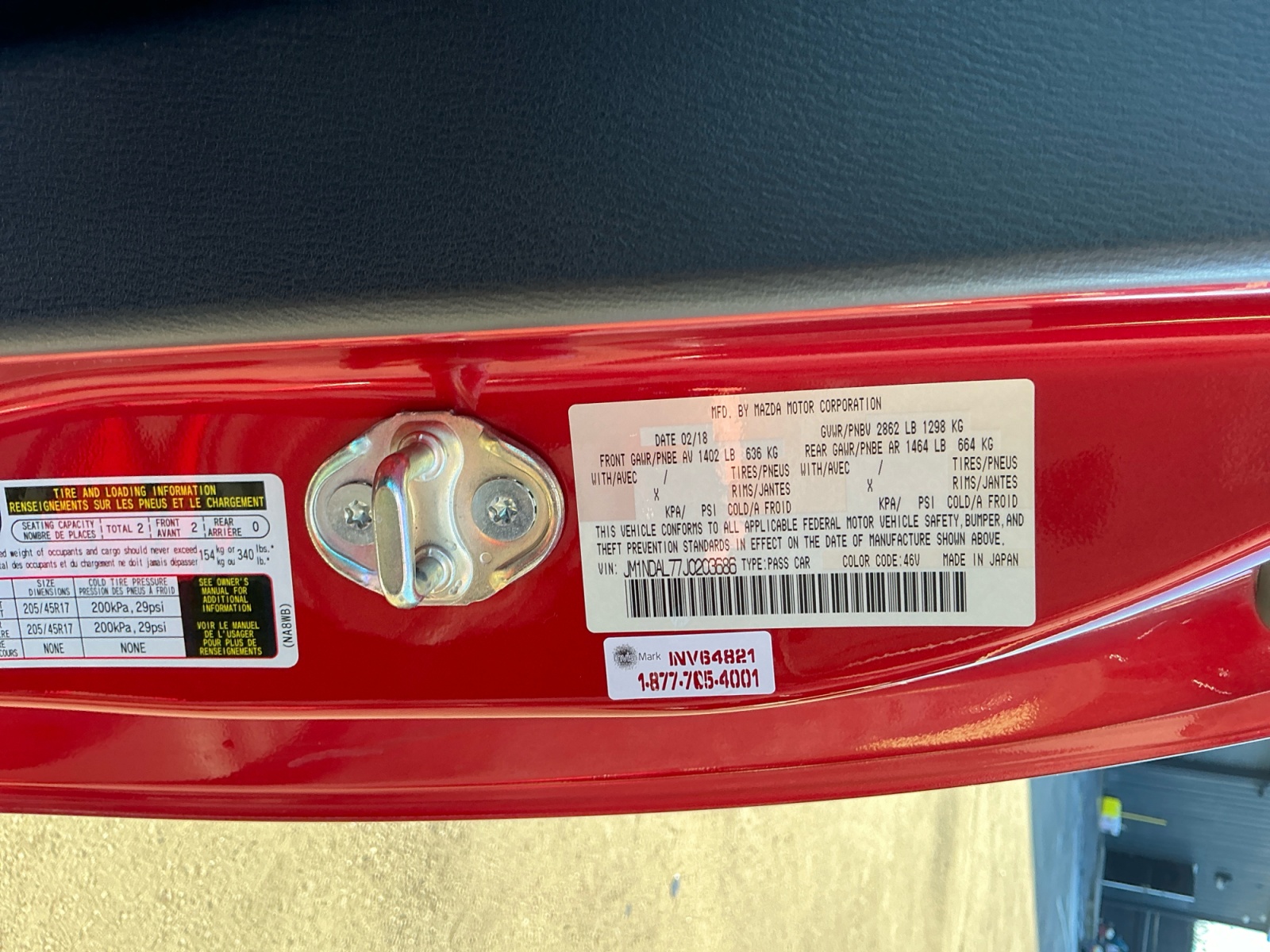 ヘッド2018-19モデル　ラプタB4 RD27.5 Sold 2018 Mazda MX-5 Miata RF Club in Montclair