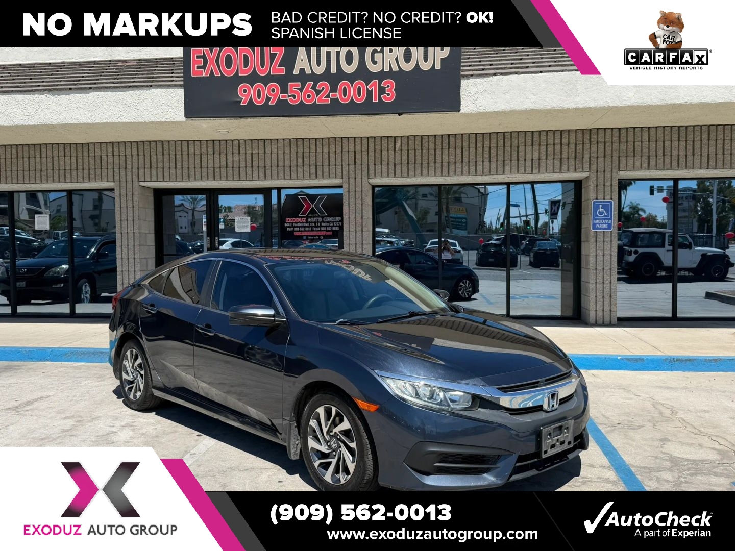 Cosmic Blue Metallic 2018 Honda Civic Sedan Front-Wheel Drive Automatic
