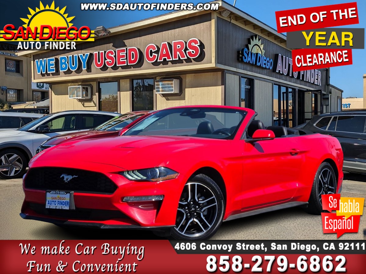 2022 Ford Mustang EcoBoost, Convertible, 2 KEYS, Leather, Great CarFax Call Now 858-279-6862