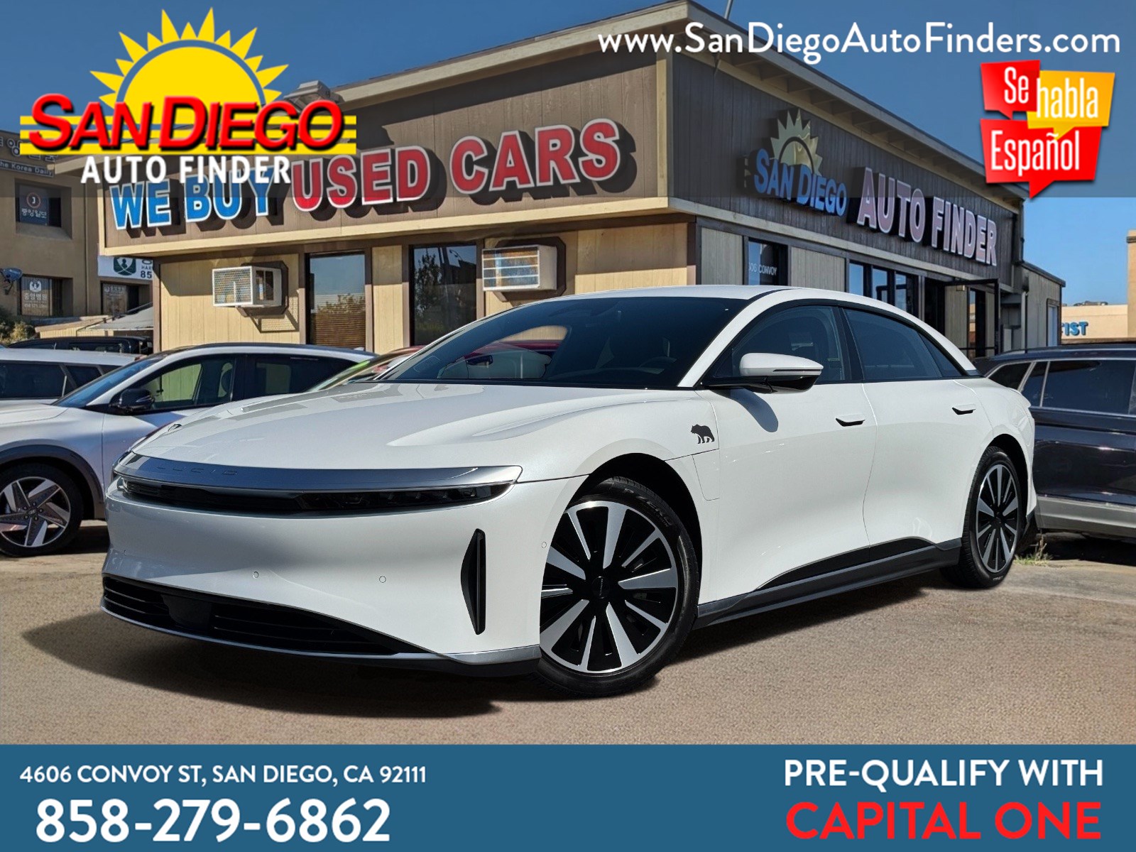 2023 Lucid Air Pure AWD, EV, SUEDE ROOF, CLEAN CARFAX, FINANCING AVAILABLE, CALL NOW 858-279-6862