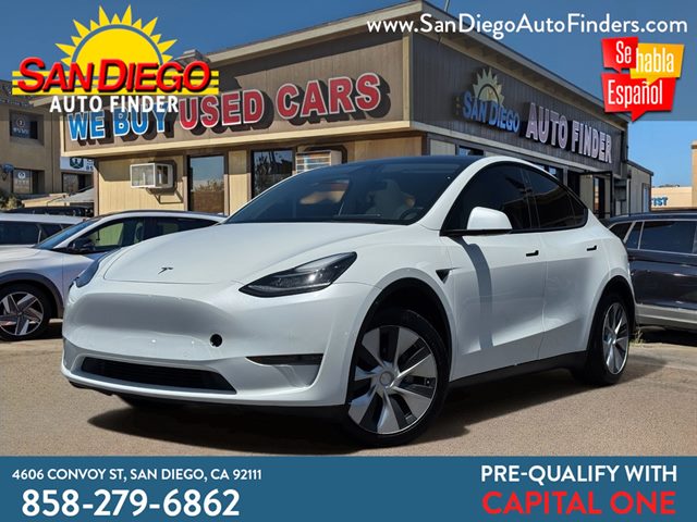Pearl White Multi-Coat 2021 Tesla Model Y SUV / Crossover Rear-Wheel Drive Automatic