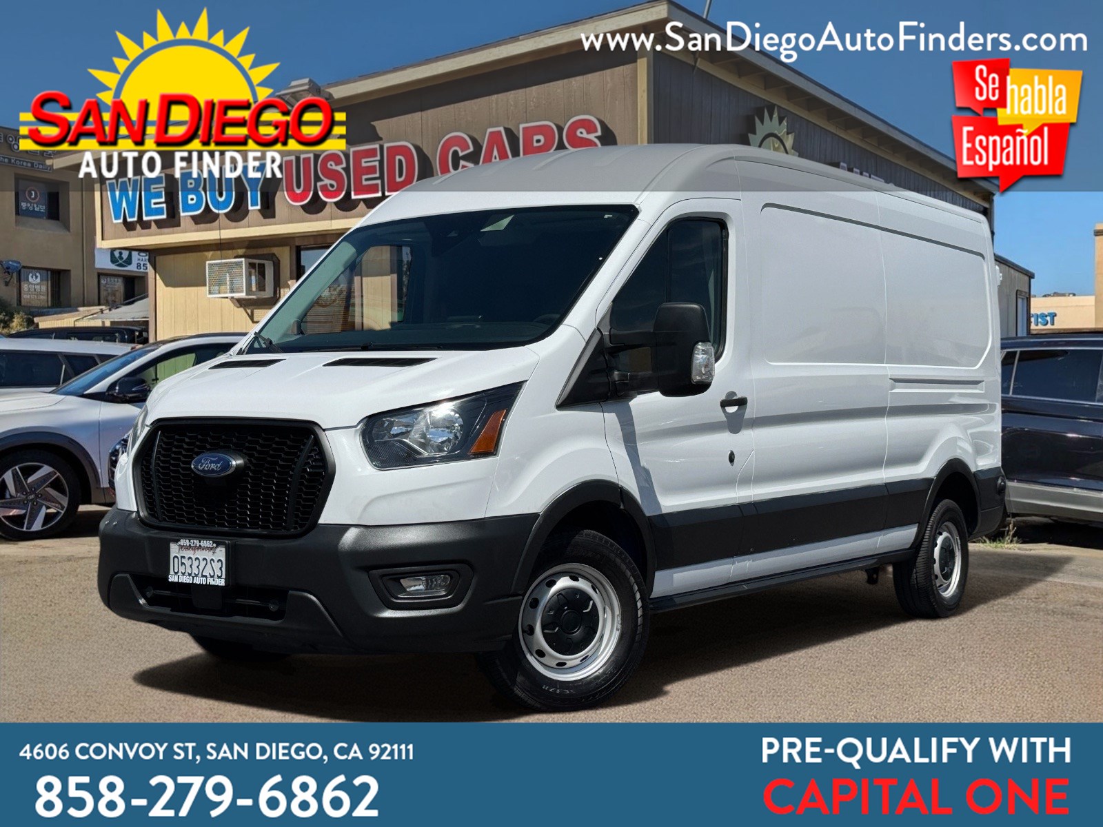 2023 Ford Transit Cargo Van T-250 148" Med Rf, Easy Financing Call 858 279 6862