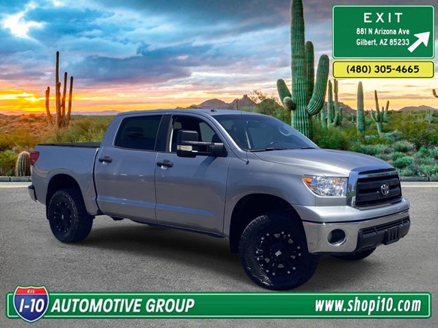 Silver Sky Metallic 2010 Toyota Tundra Tundra-Grade CrewMax 5.7L 4WD Pickup Truck Four-Wheel Drive Automatic