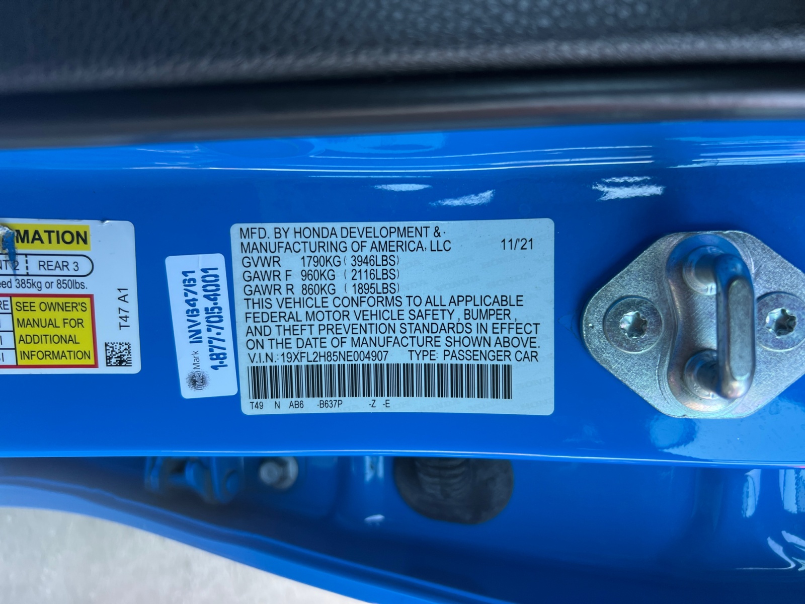 【P13531】WISH IN BLUE Sold 2022 Honda Civic Hatchback Sport in Fontana