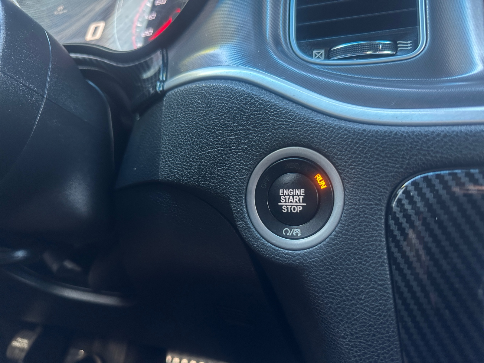 Red Carbon Fiber Engine Push Start Button Cover For Dodge Charger & Durango