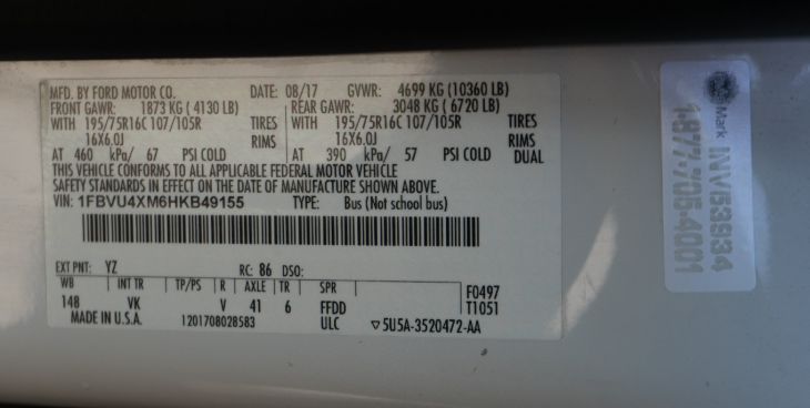 Sold 2017 Ford Transit Wagon XL (Backup Camera & 4 Row Seating) in