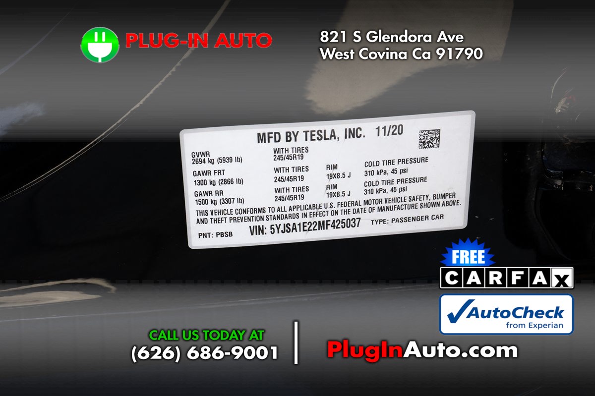 Sold 2021 Tesla Model S Long Range Plus in West Covina