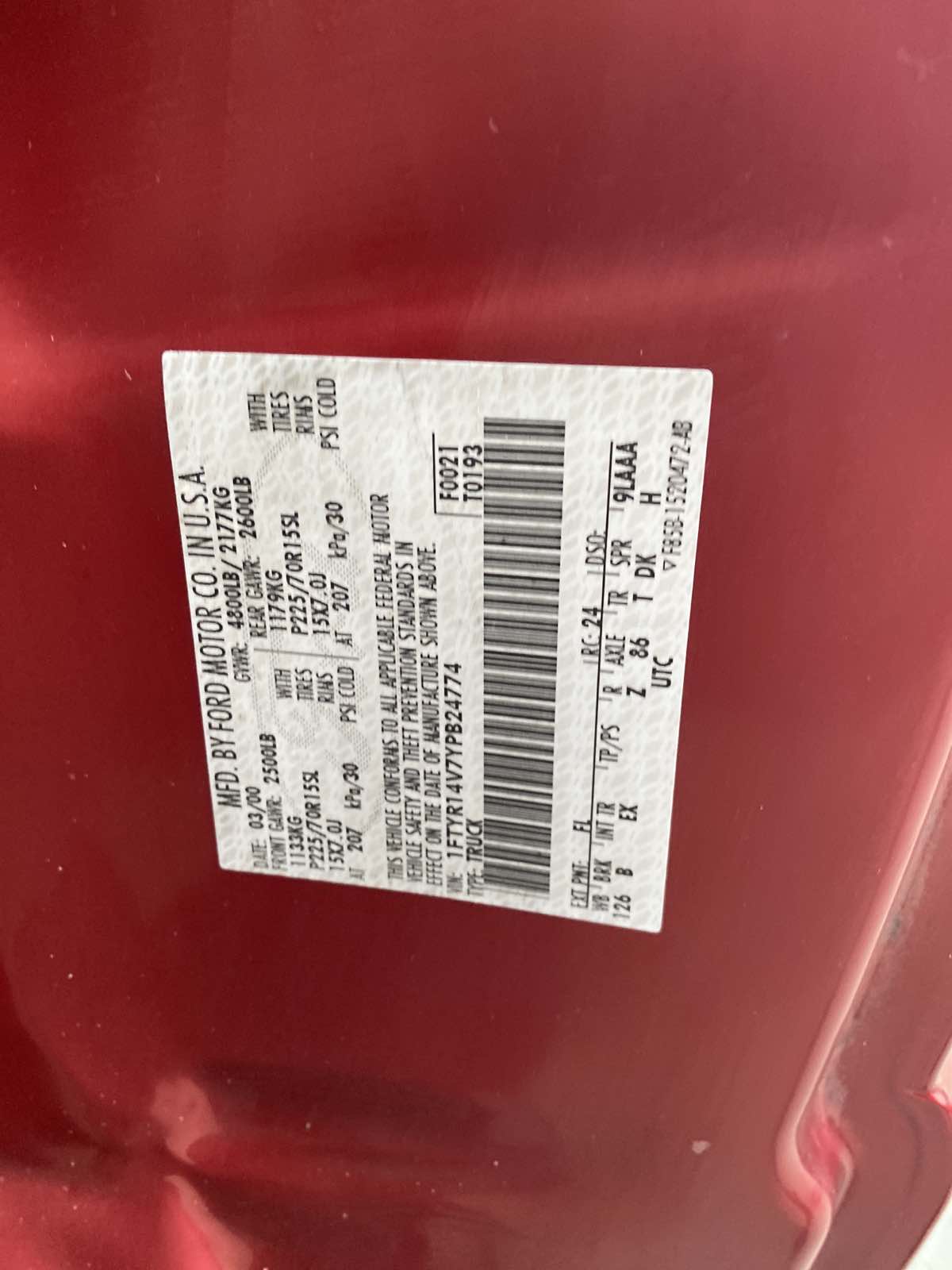 Sold 2000 Ford Ranger XL in Largo