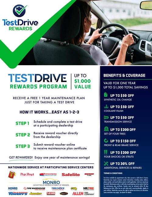 Test Drive Rewards Program benefits and coverage