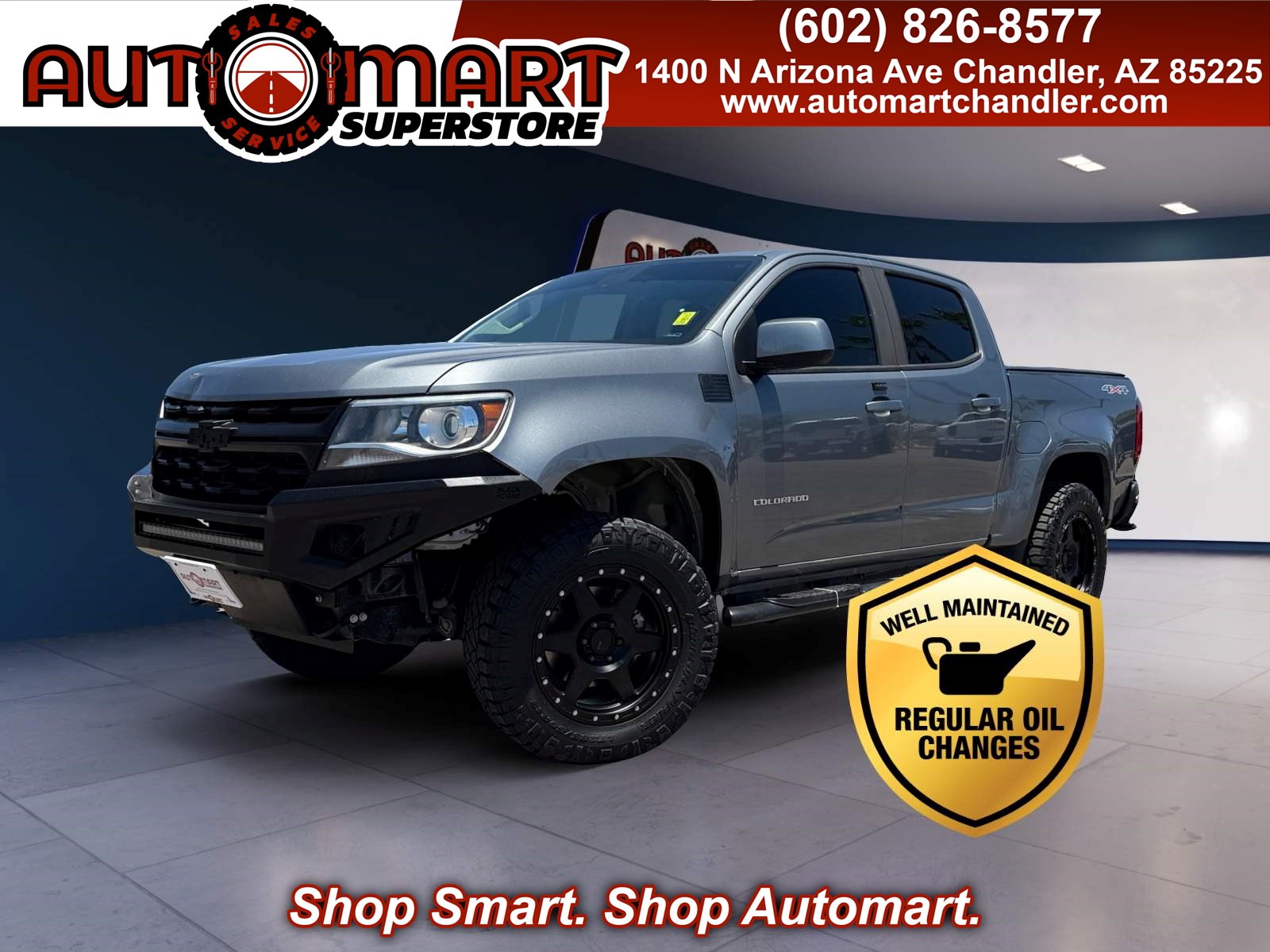 Gray (Satin Steel Metallic) 2021 Chevrolet Colorado Pickup Truck Four-Wheel Drive Automatic
