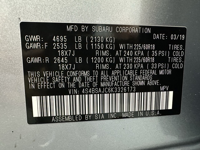 Sold 2019 Subaru Outback 2.5i Limited in Spencerport