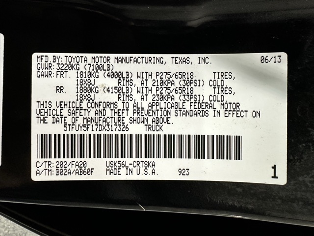 Sold 2013 Toyota Tundra 4WD Truck Grade in Spencerport