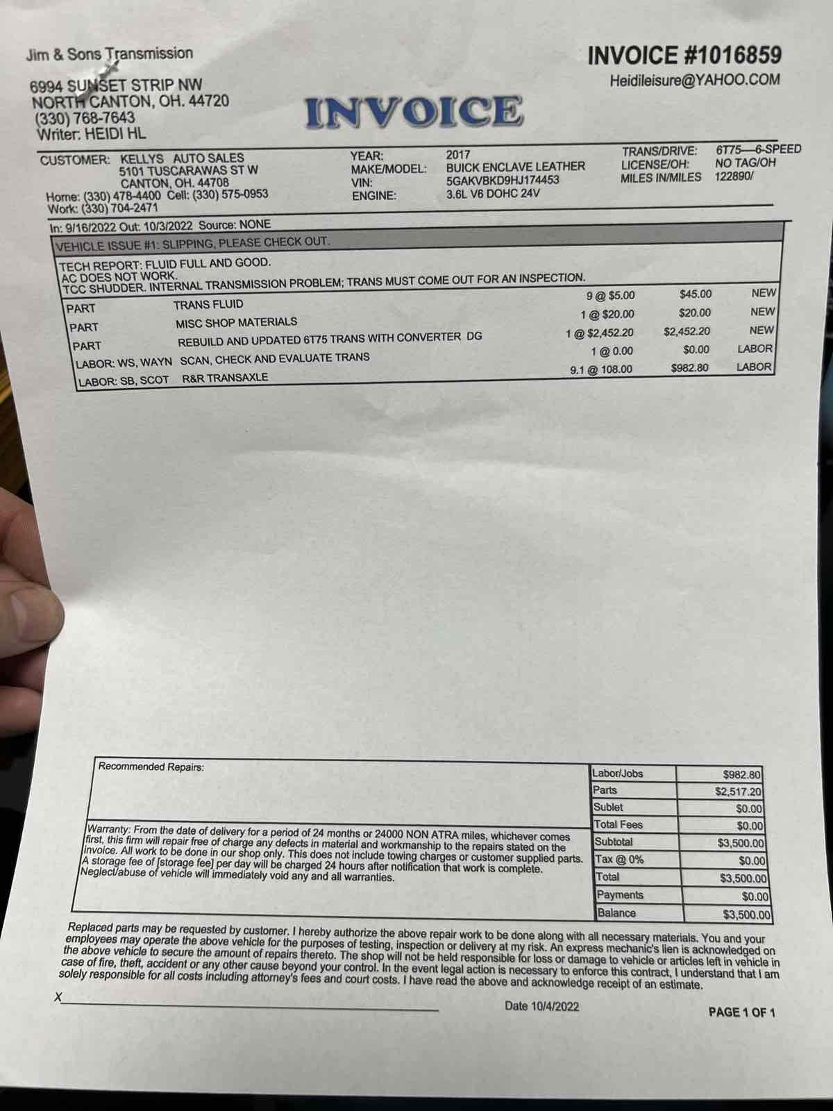 Sold 2017 Buick Enclave Leather in Canton