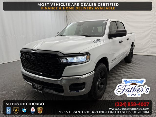 Bright White Clearcoat 2025 RAM 1500 Tradesman Crew Cab 4WD Pickup Truck Four-Wheel Drive Automatic