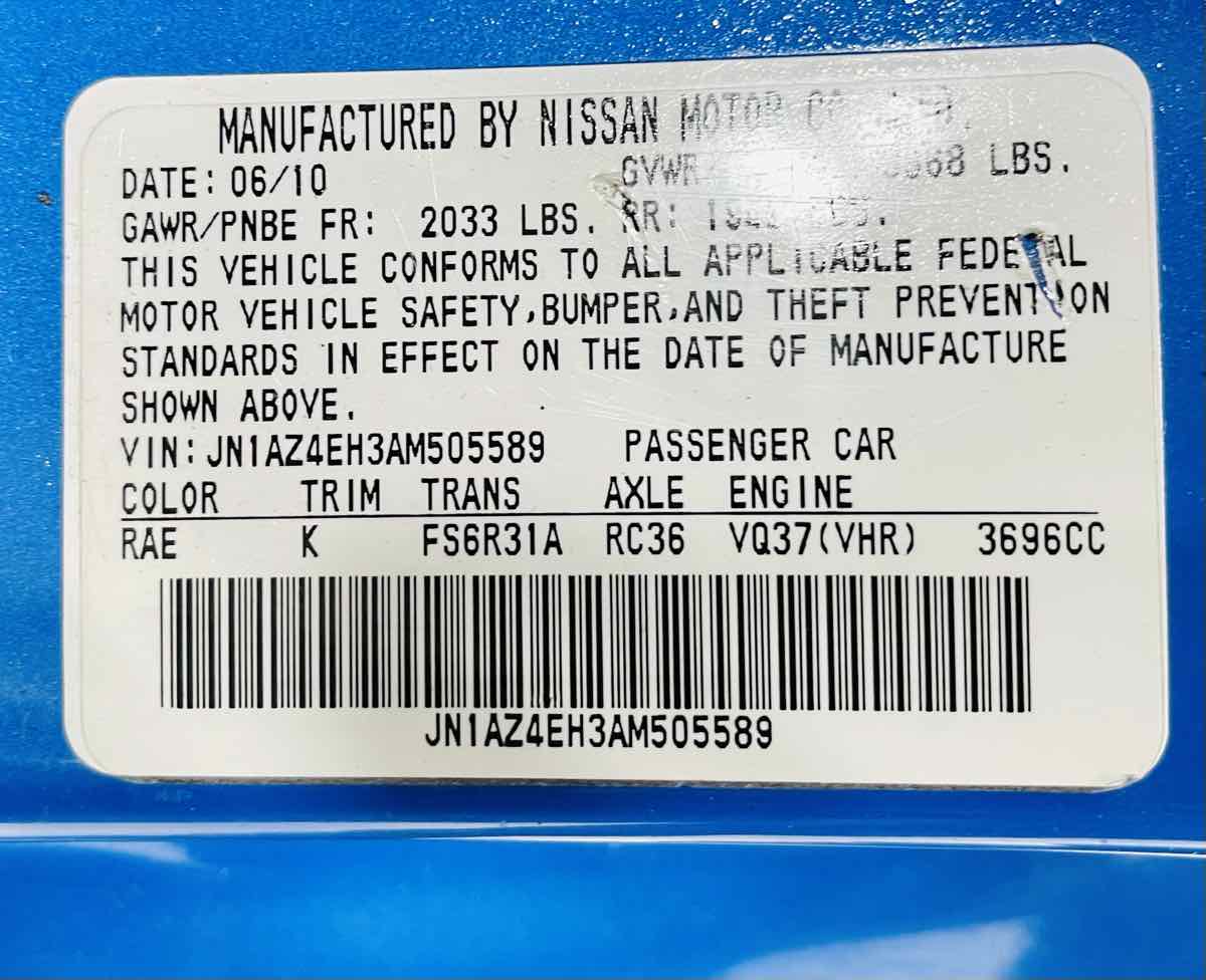 Sold 2010 Nissan 370Z Touring in Rancho Cordova