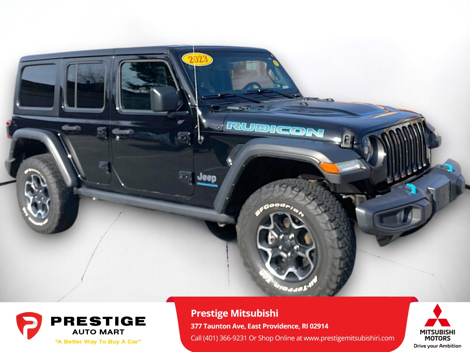 Used 2023 Jeep Wrangler 4xe Rubicon 4XE with VIN 1C4JJXR60PW621263 for sale in East Providence, RI