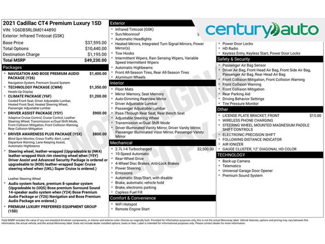 2021 Cadillac CT4 Premium Luxury RWD