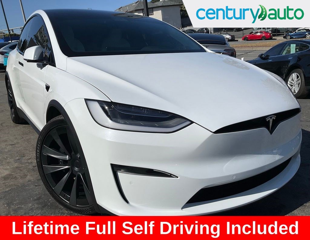 Pearl White Multi-Coat 2022 Tesla Model X SUV / Crossover All-Wheel Drive Automatic