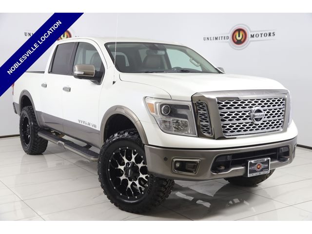 Pearl White 2018 Nissan Titan Pickup Truck Four-Wheel Drive Automatic