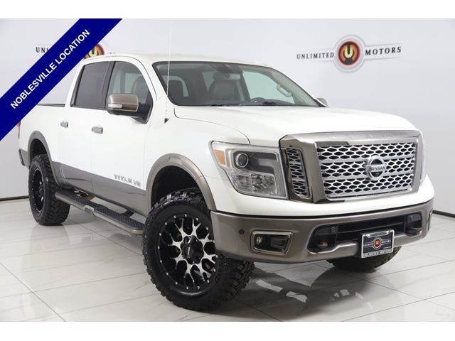 Pearl White 2018 Nissan Titan Pickup Truck Four-Wheel Drive Automatic