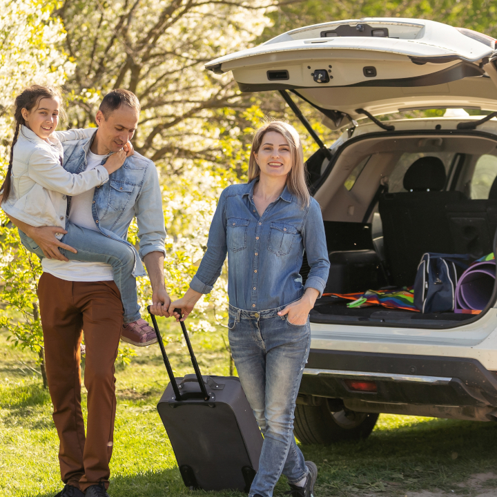 family with SUV