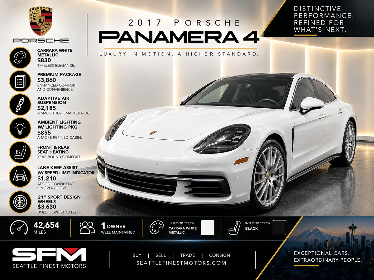 Carrara White Metallic 2017 Porsche Panamera Sedan All-Wheel Drive Automatic