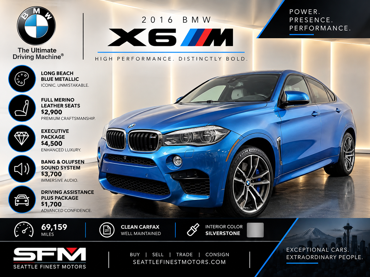 2016 BMW X6 M Azul (Long Beach Blue Metallic) SUV/Crossover Tracción en las cuatro ruedas Automática