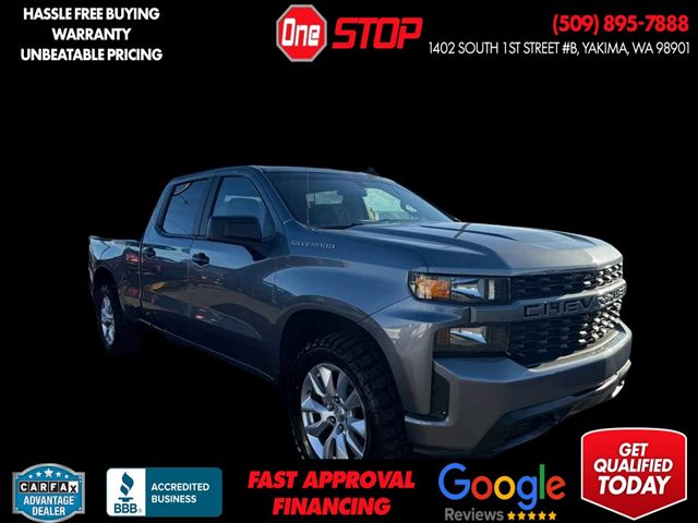 Gray (Satin Steel Metallic) 2020 Chevrolet Silverado 1500 Custom Crew Cab 4WD Pickup Truck Four-Wheel Drive Automatic