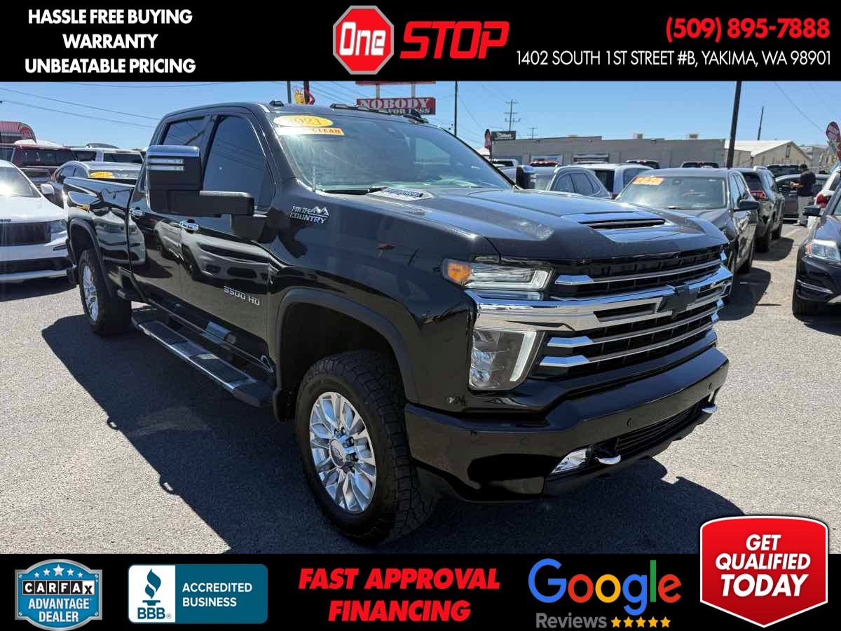 Mosaic Black Metallic 2021 Chevrolet Silverado 3500HD Pickup Truck Four-Wheel Drive Automatic