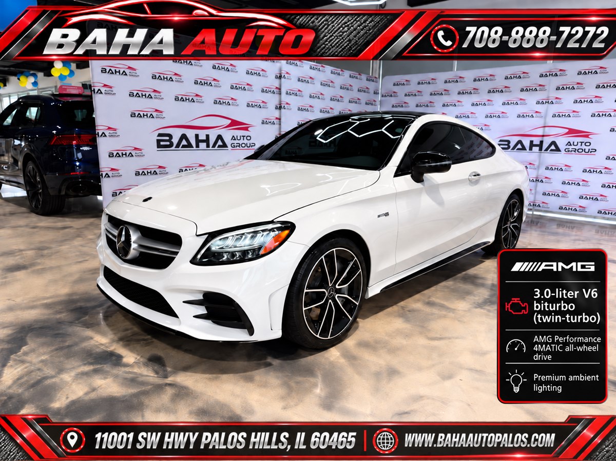 designo Diamond White Metallic 2021 Mercedes-Benz C-Class Coupe All-Wheel Drive Automatic
