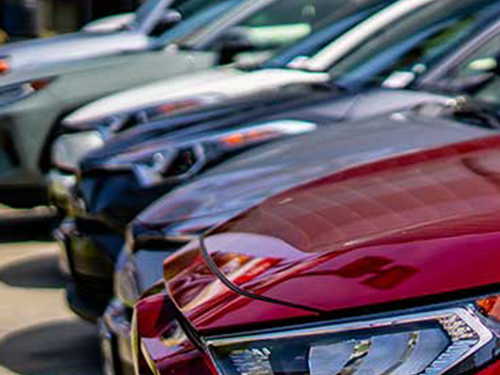 A row of vehicles showing their hoods