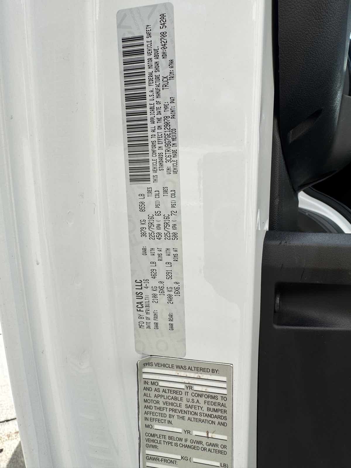2016 Ram ProMaster 1500 photo 17