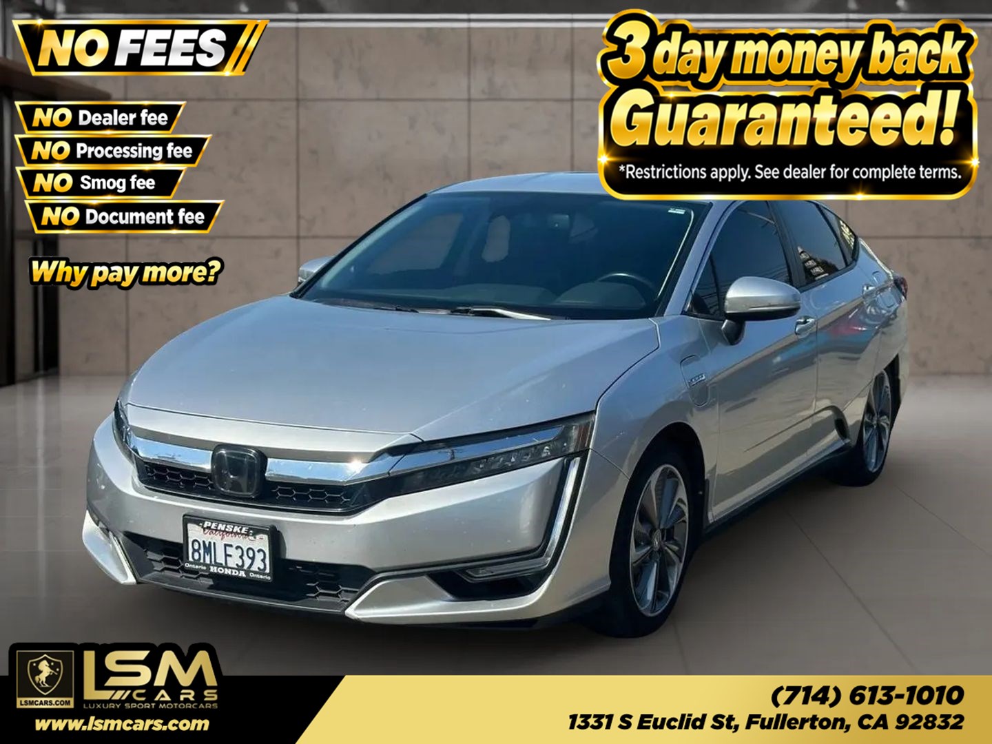 Solar Silver Metallic 2019 Honda Clarity Hybrid Plug-In Sedan Front-Wheel Drive Automatic