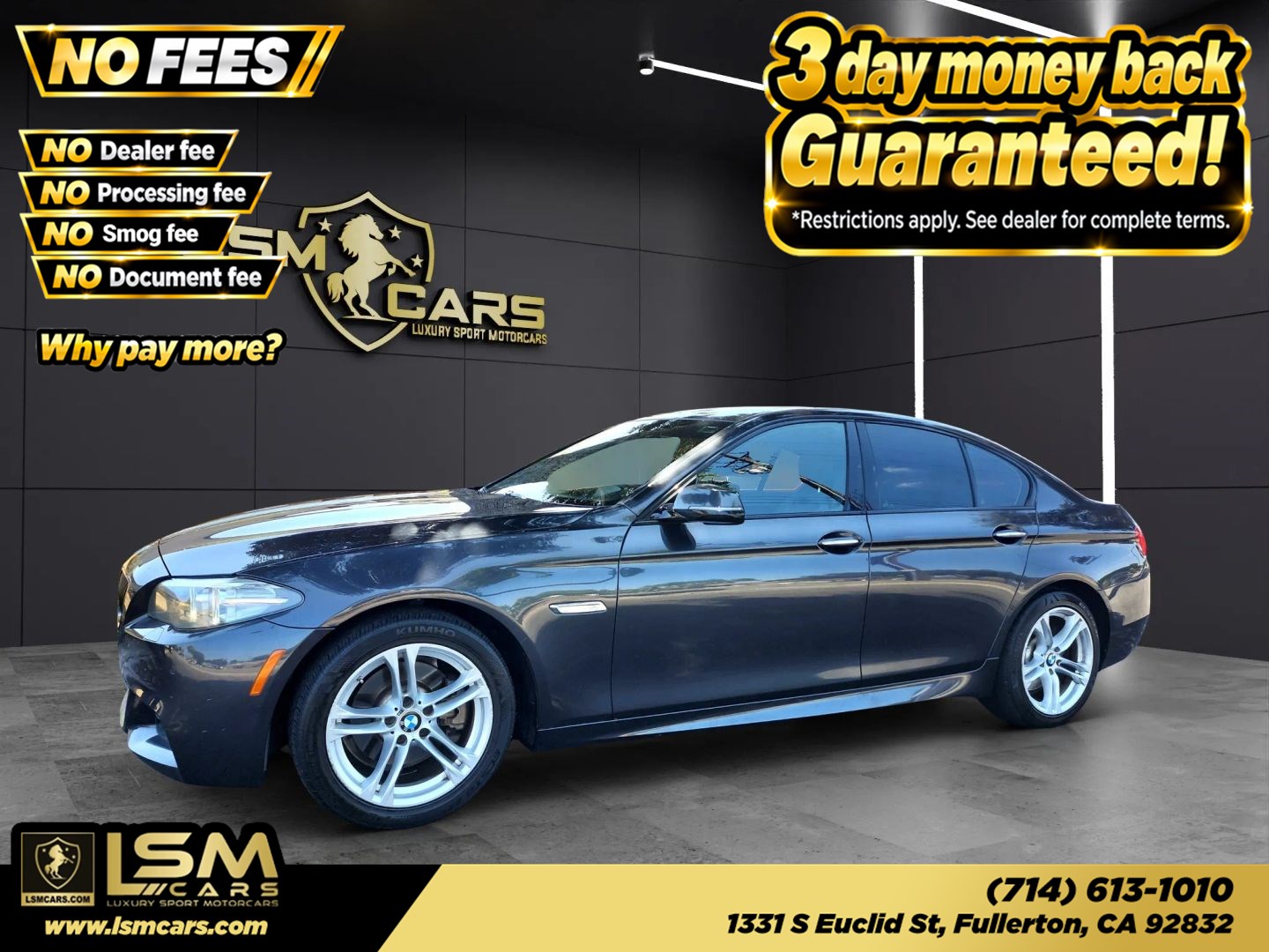 Black 2015 BMW 5 Series Sedan Rear-Wheel Drive Automatic
