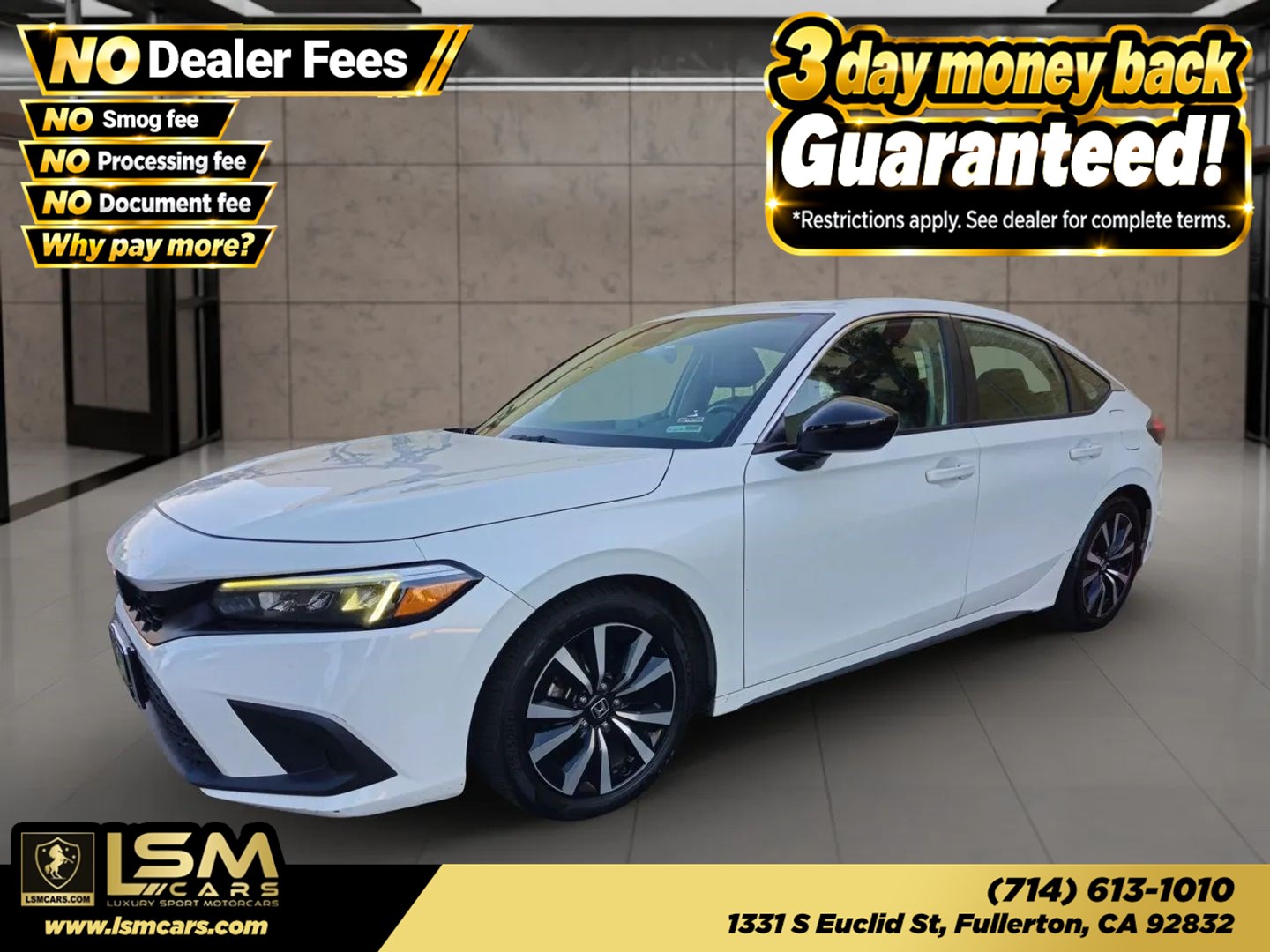 Platinum White Pearl 2022 Honda Civic Hatchback Hatchback Front-Wheel Drive Automatic