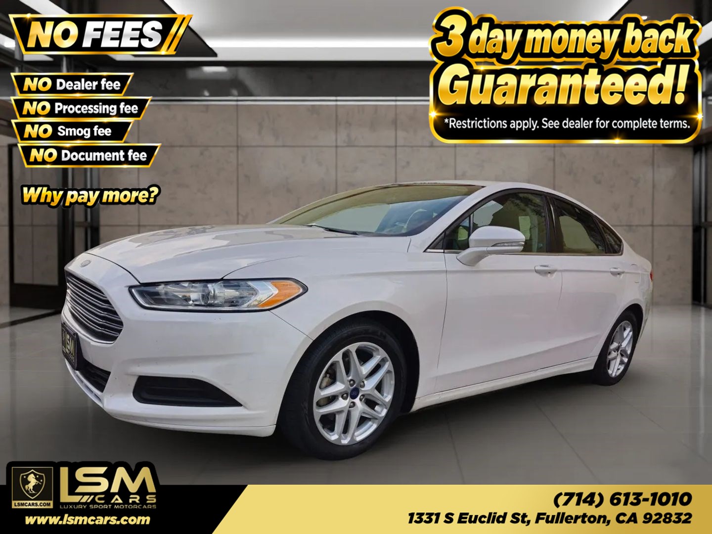 White 2016 Ford Fusion Sedan Front-Wheel Drive Automatic