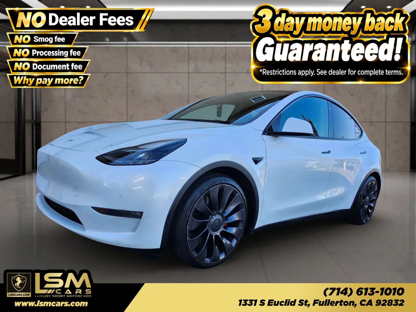 Pearl White Multi-Coat 2022 Tesla Model Y SUV / Crossover All-Wheel Drive Automatic