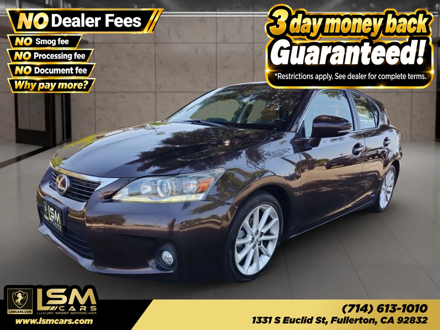 Brown 2012 Lexus CT Hybrid Wagon Front-Wheel Drive Continuously Variable Transmission