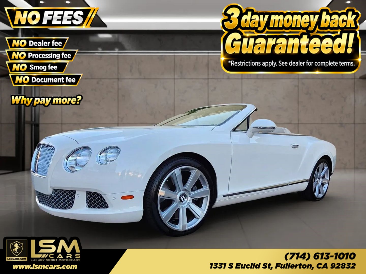 White 2013 Bentley Continental GTC Convertible All-Wheel Drive Automatic