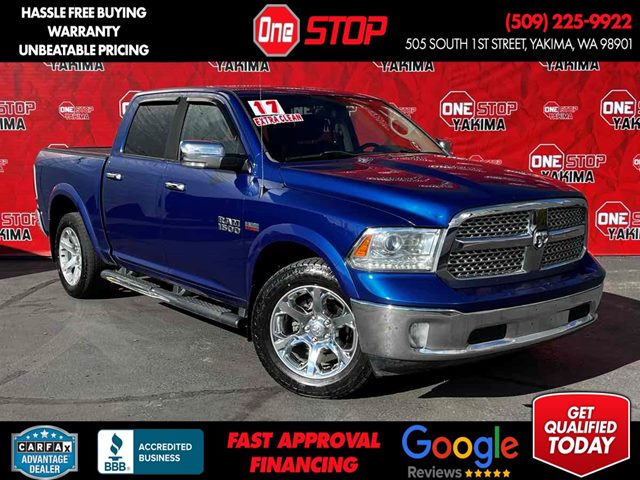 Blue Streak Pearl 2017 RAM 1500 Laramie Crew Cab 4WD Pickup Truck Four-Wheel Drive Automatic
