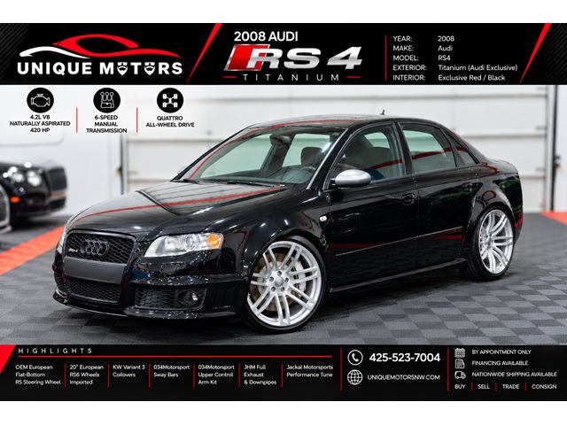Phantom Black Pearl 2008 Audi RS 4 Sedan All-Wheel Drive Manual