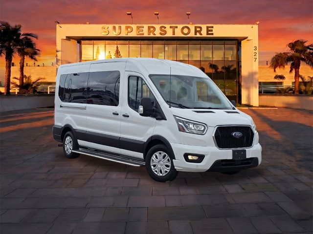 Oxford White 2023 Ford Transit Passenger 350 XLT Medium Roof LB RWD Van Rear-Wheel Drive Automatic