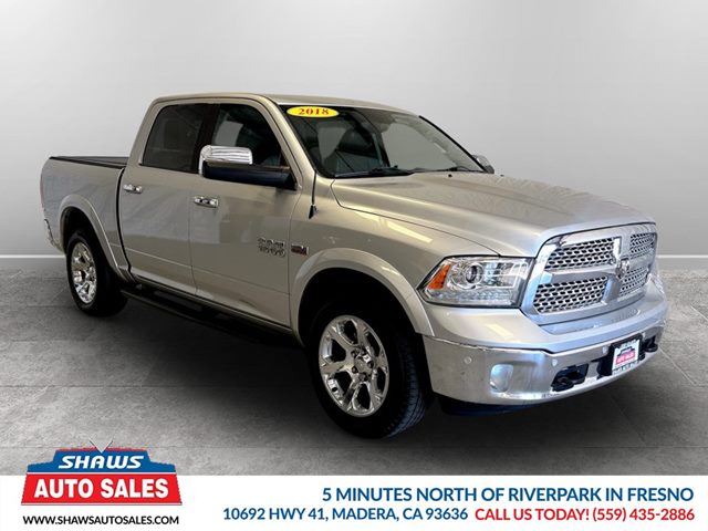 Bright Silver Metallic Clearcoat 2018 RAM 1500 Laramie Crew Cab 4WD Pickup Truck Four-Wheel Drive Automatic