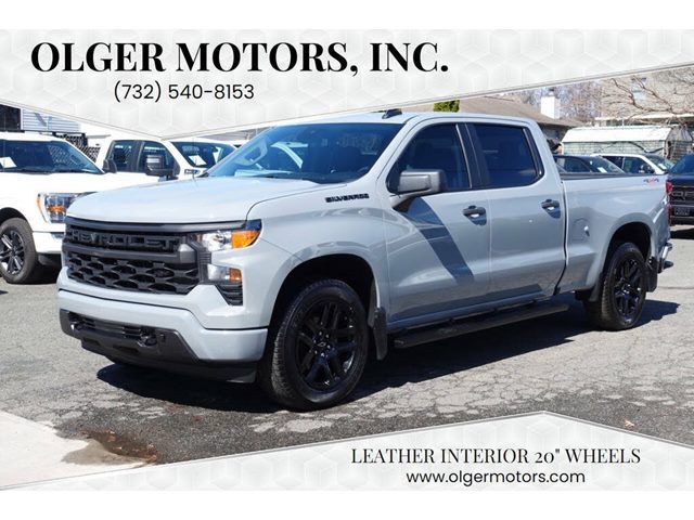 Gray (Slate Grey Metallic) 2024 Chevrolet Silverado 1500 Custom Crew Cab 4WD Pickup Truck Four-Wheel Drive 8-Speed Automatic