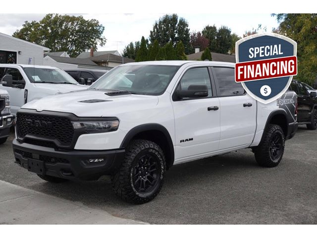 Bright White 2025 RAM 1500 Rebel Crew Cab 4WD Pickup Truck Four-Wheel Drive 8-Speed Automatic